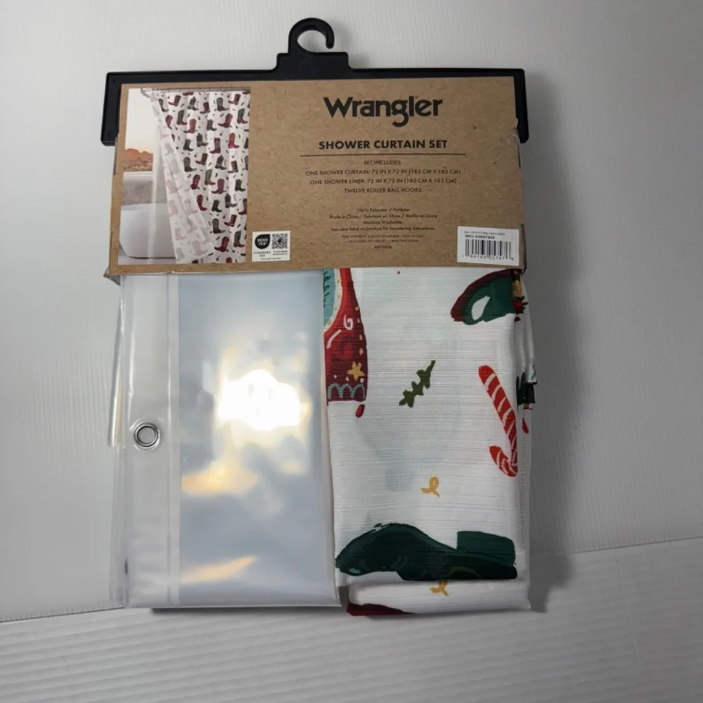 WRANGLER Christmas‎ Jolly Boots Red Shower Curtain Set 72 x 72 VIRAL NEW